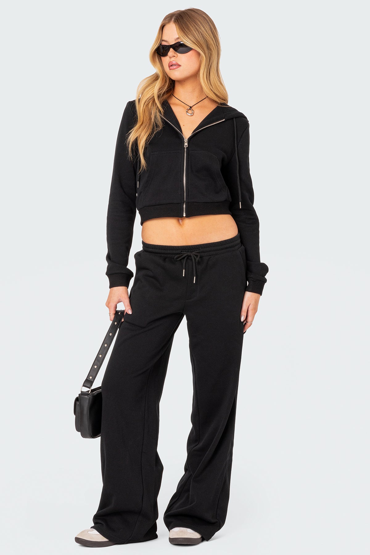 Annalise Straight Leg Sweatpants - BLACK