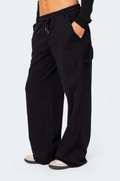 Annalise Straight Leg Sweatpants - BLACK