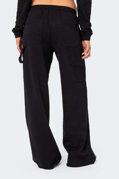Annalise Straight Leg Sweatpants - BLACK
