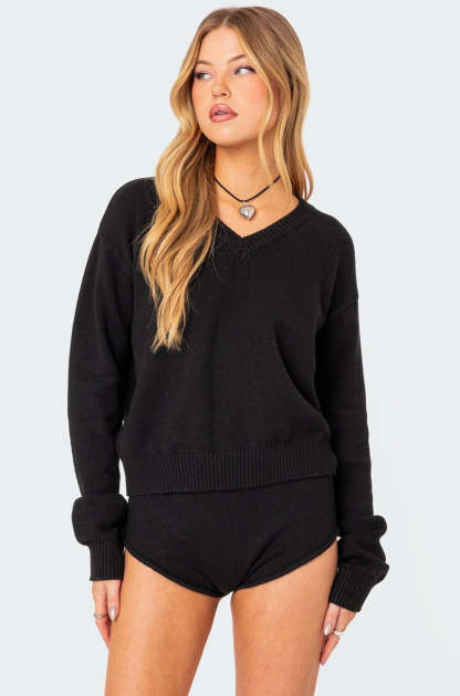 Comfort Club Oversized Sweater - BLACK