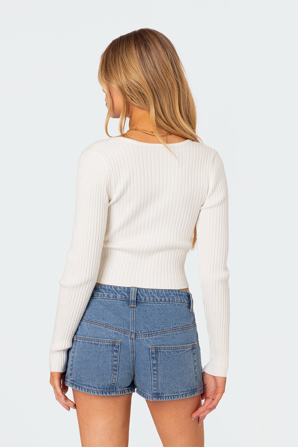 Misty Scoop Neck Ribbed Top - WHITE