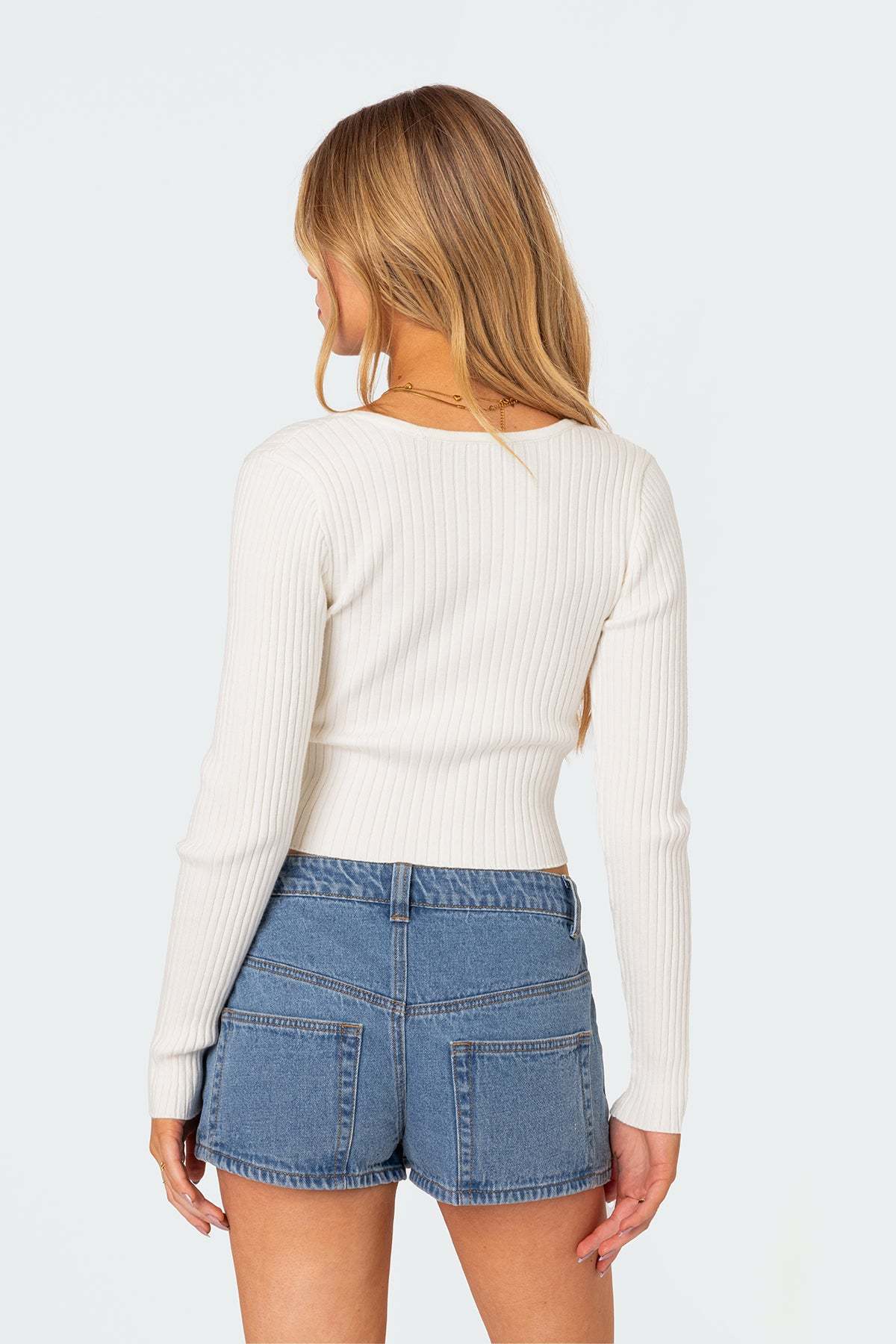 Misty Scoop Neck Ribbed Top - WHITE