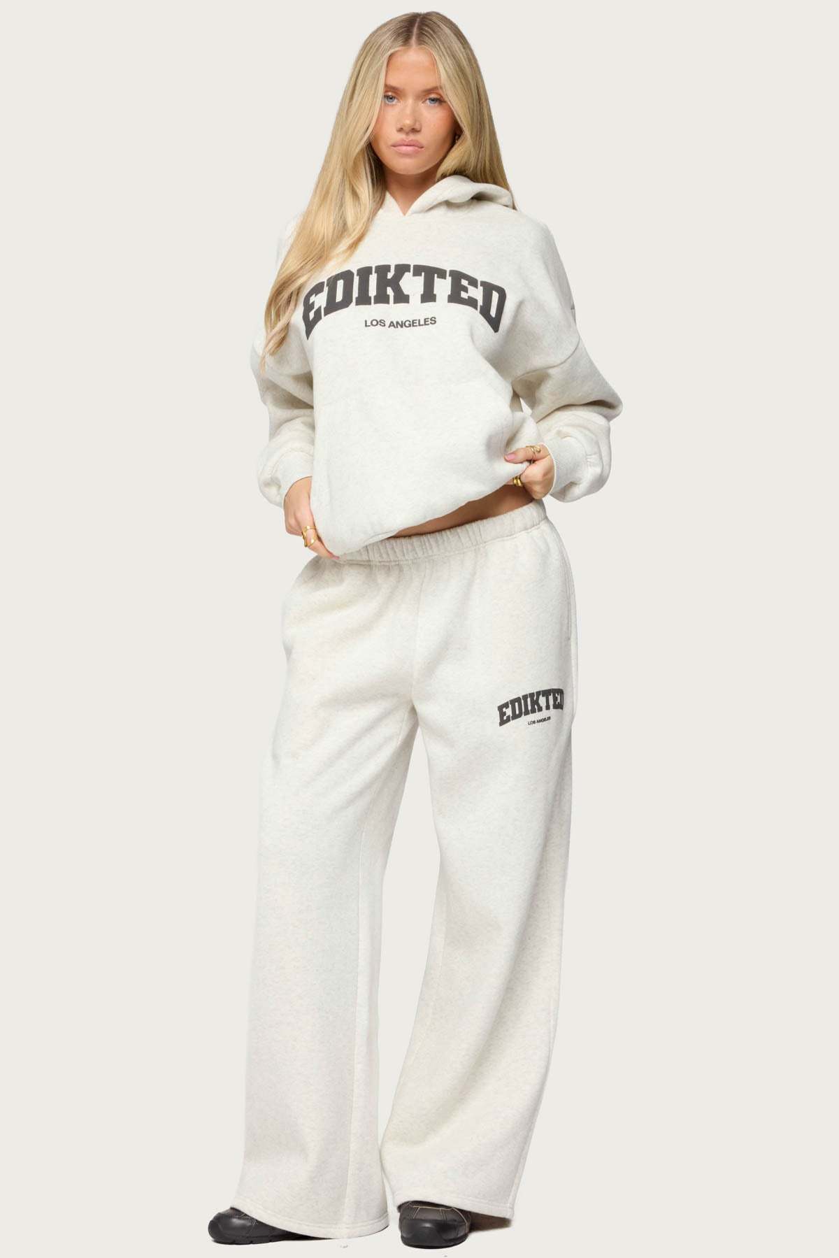 Edikted LA Sweatpants - GRAY MELANGE