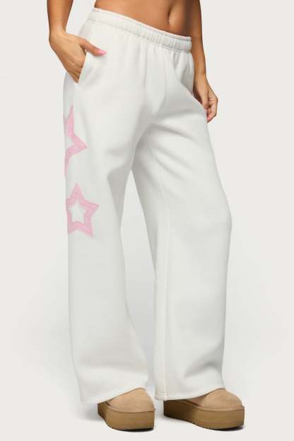 Starly Straight Leg Sweatpants - WHITE