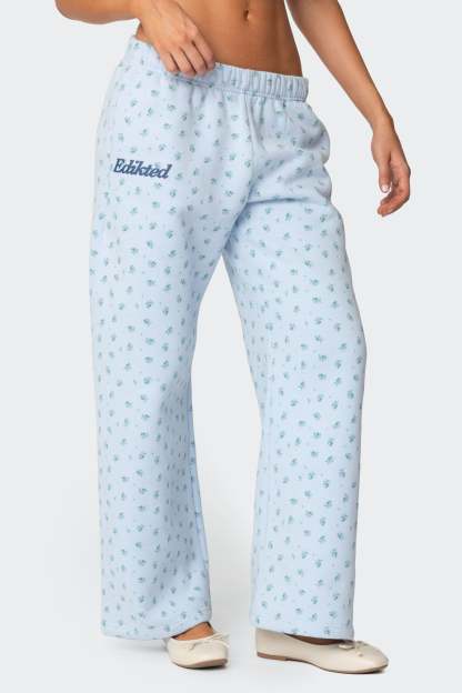 Flower Power Sweatpants - LIGHT BLUE