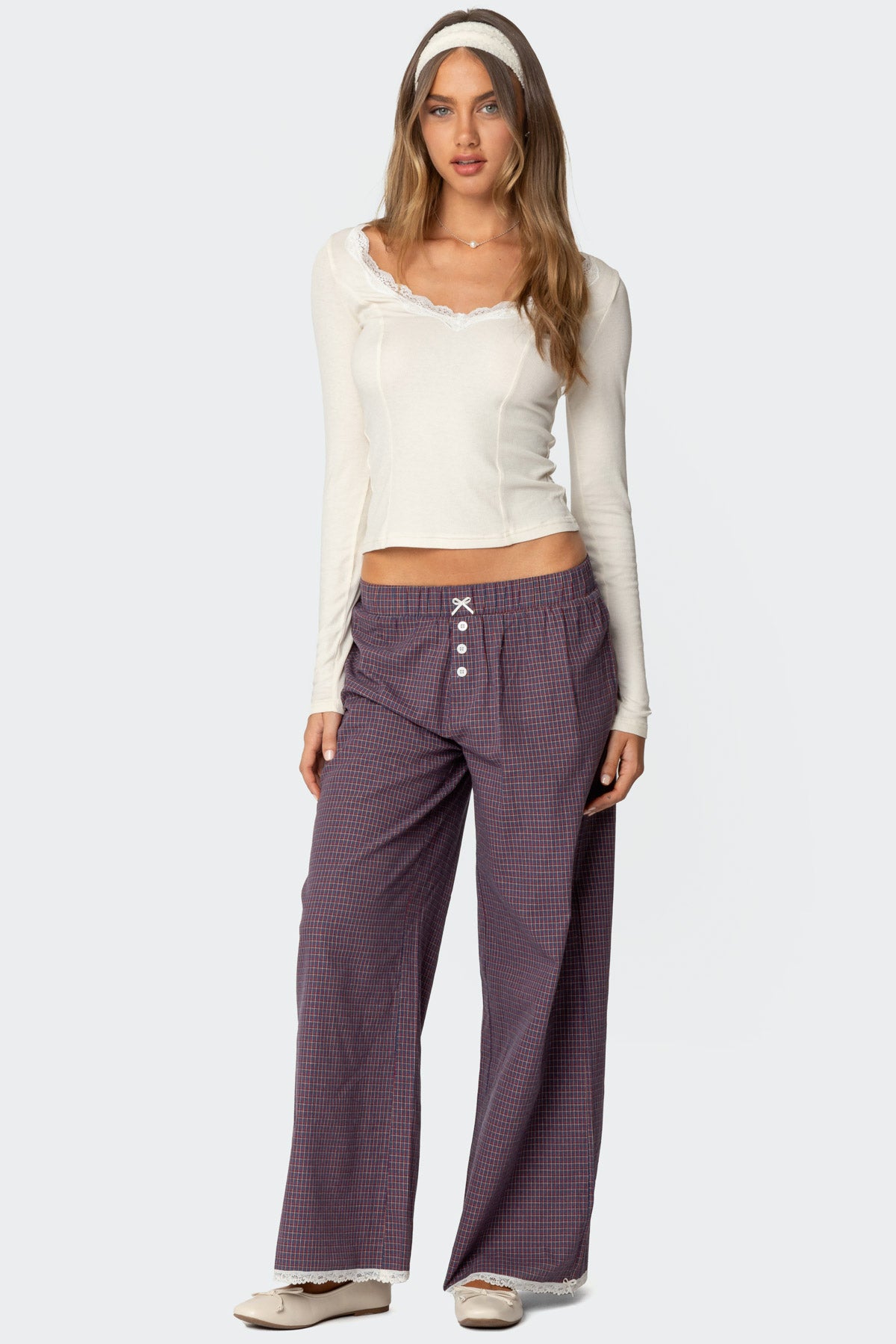 Dakota Plaid Pants - PURPLE