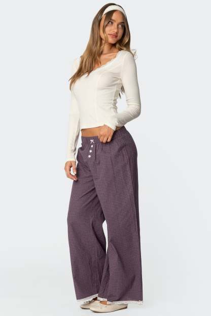 Dakota Plaid Pants - PURPLE