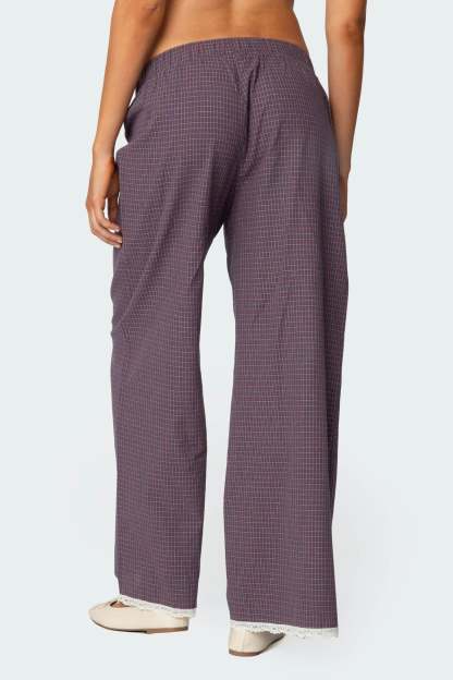 Dakota Plaid Pants - PURPLE