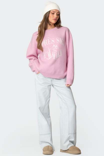 Apres Ski Oversized Sweater - PINK