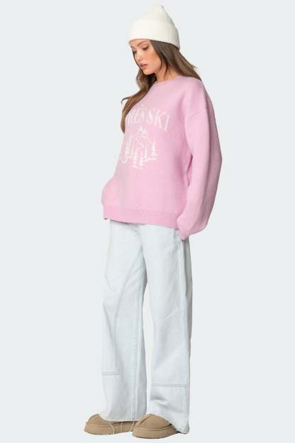 Apres Ski Oversized Sweater - PINK