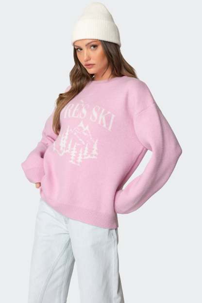 Apres Ski Oversized Sweater - PINK