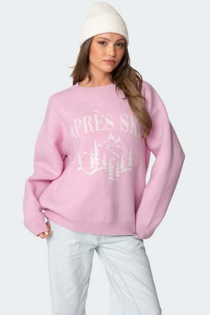 Apres Ski Oversized Sweater - PINK