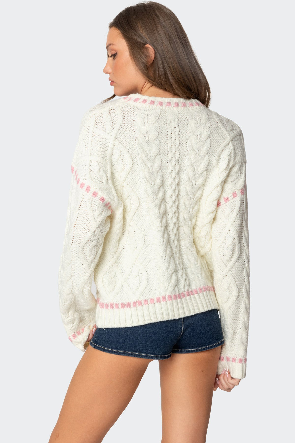 Eleni Cable Knit Sweater - WHITE