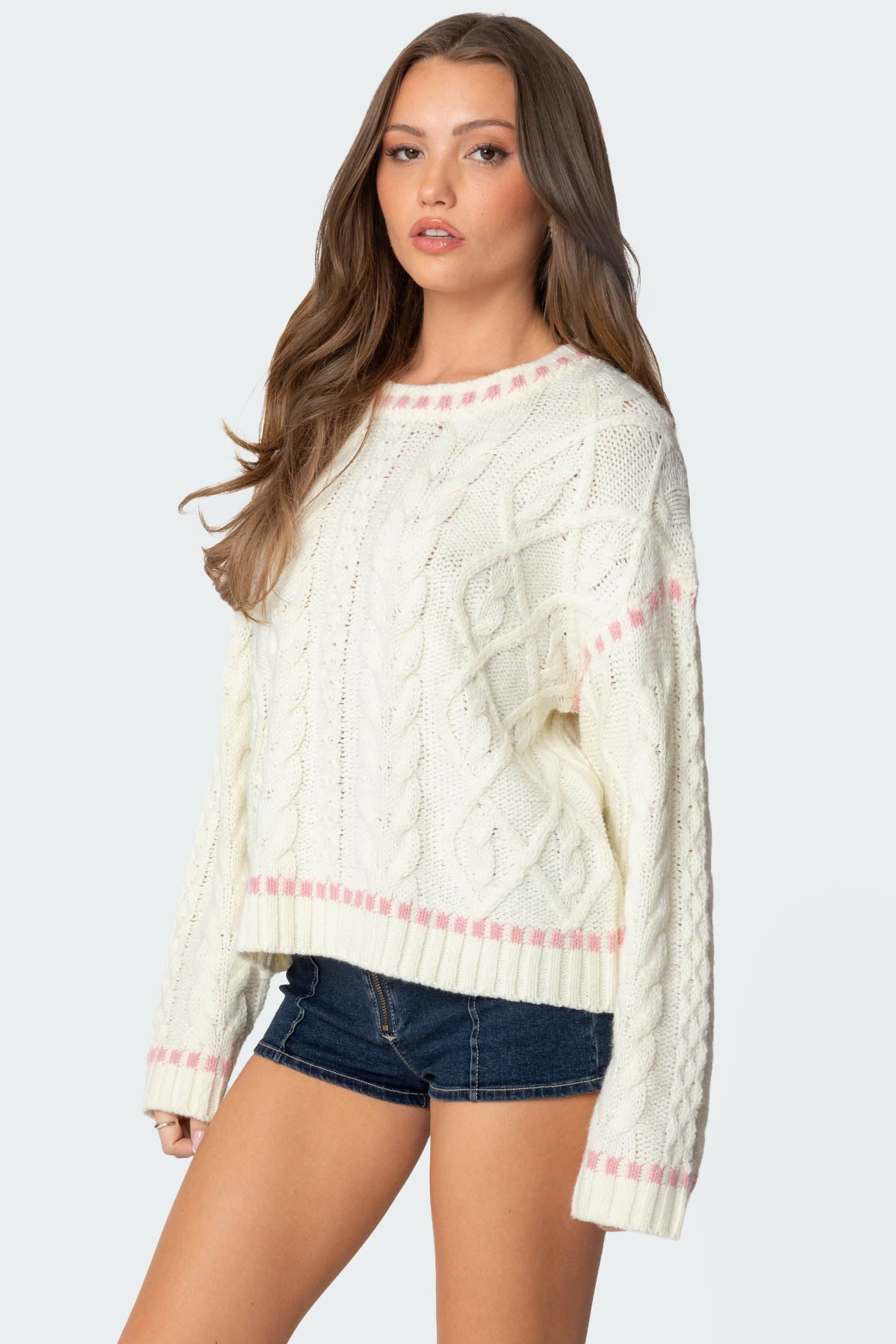 Eleni Cable Knit Sweater - WHITE