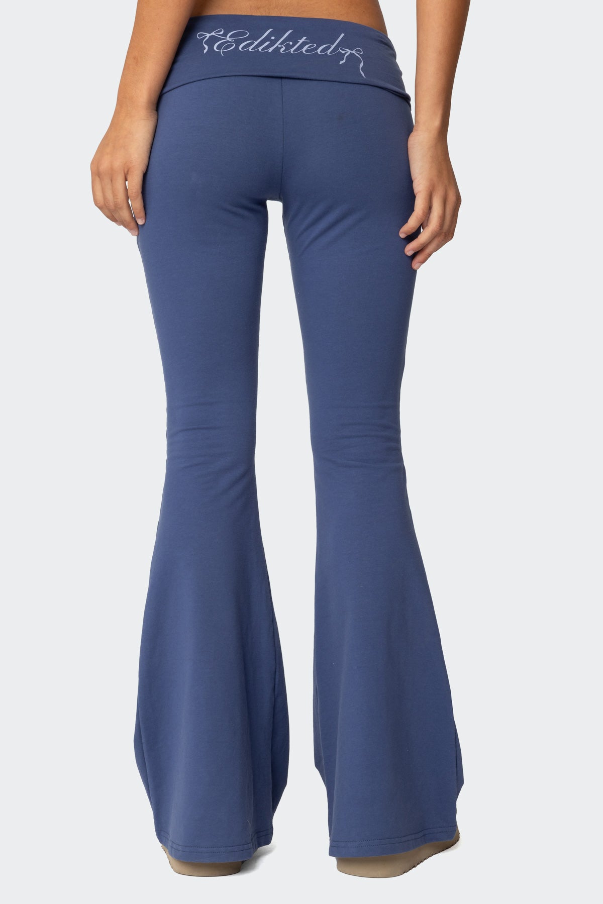 Aiyana Fold Over Flared Leggings - BLUE