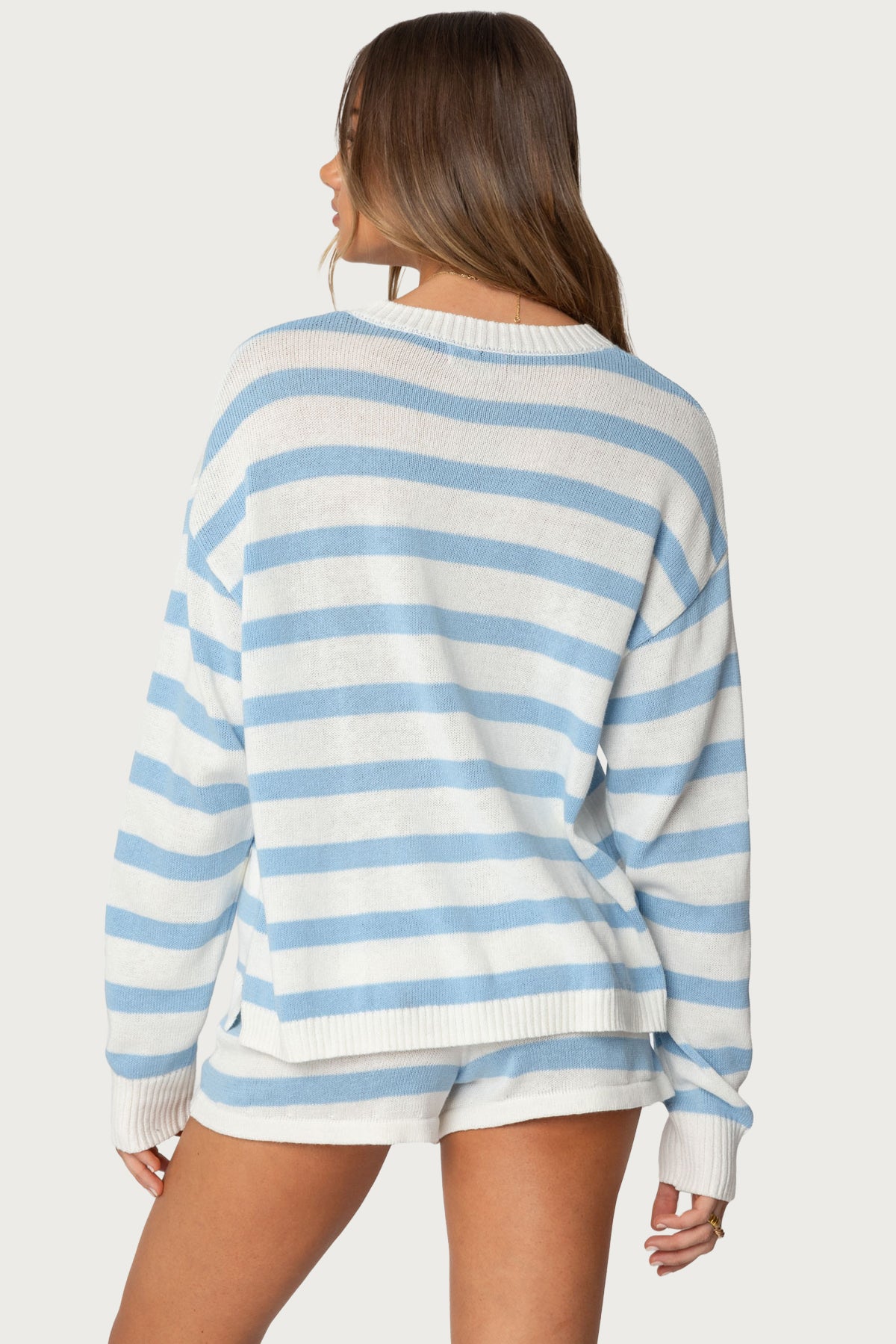Amaris Oversized Striped Sweater - LIGHT BLUE