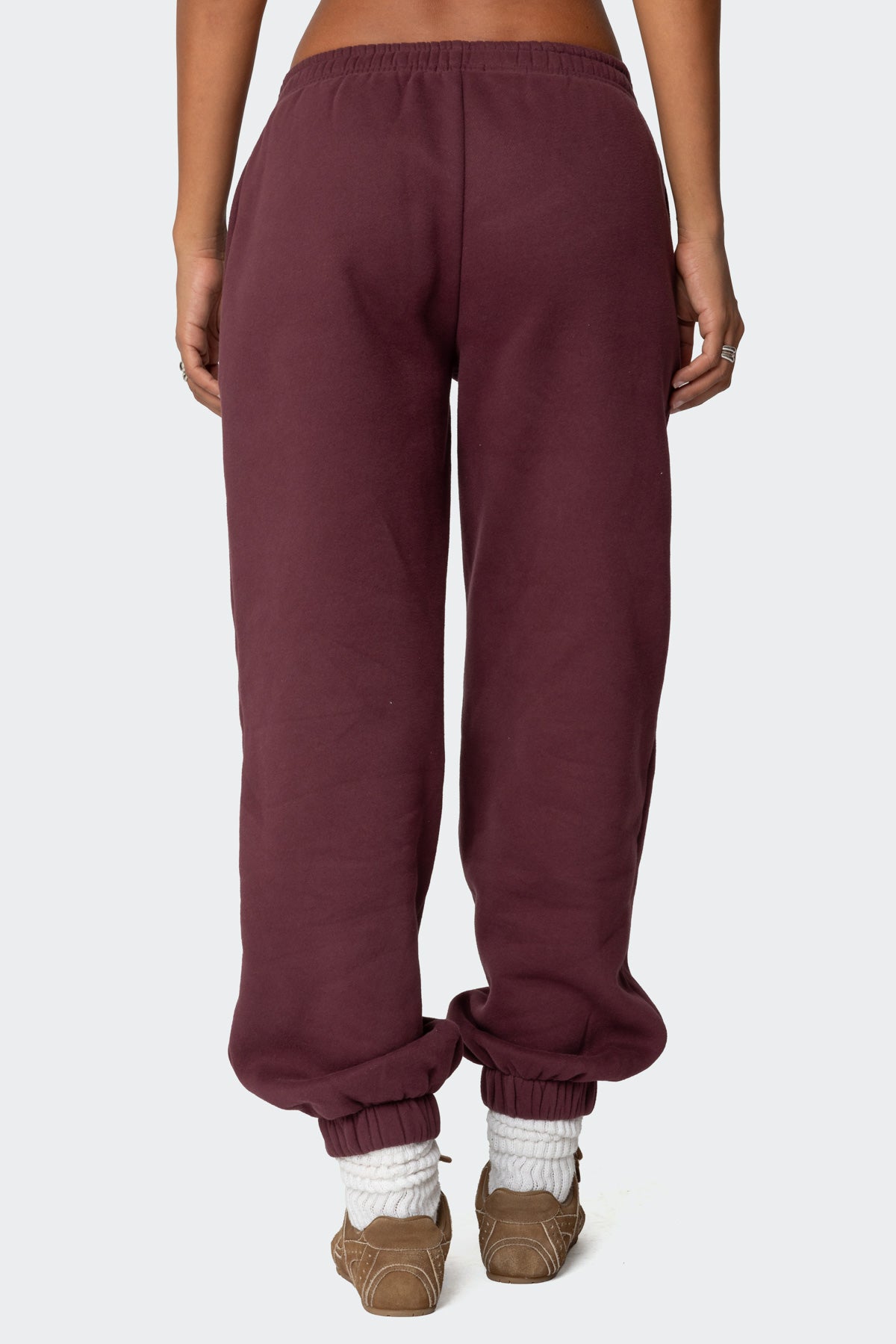 Sasha Bow Detail Sweatpants - BURGUNDY
