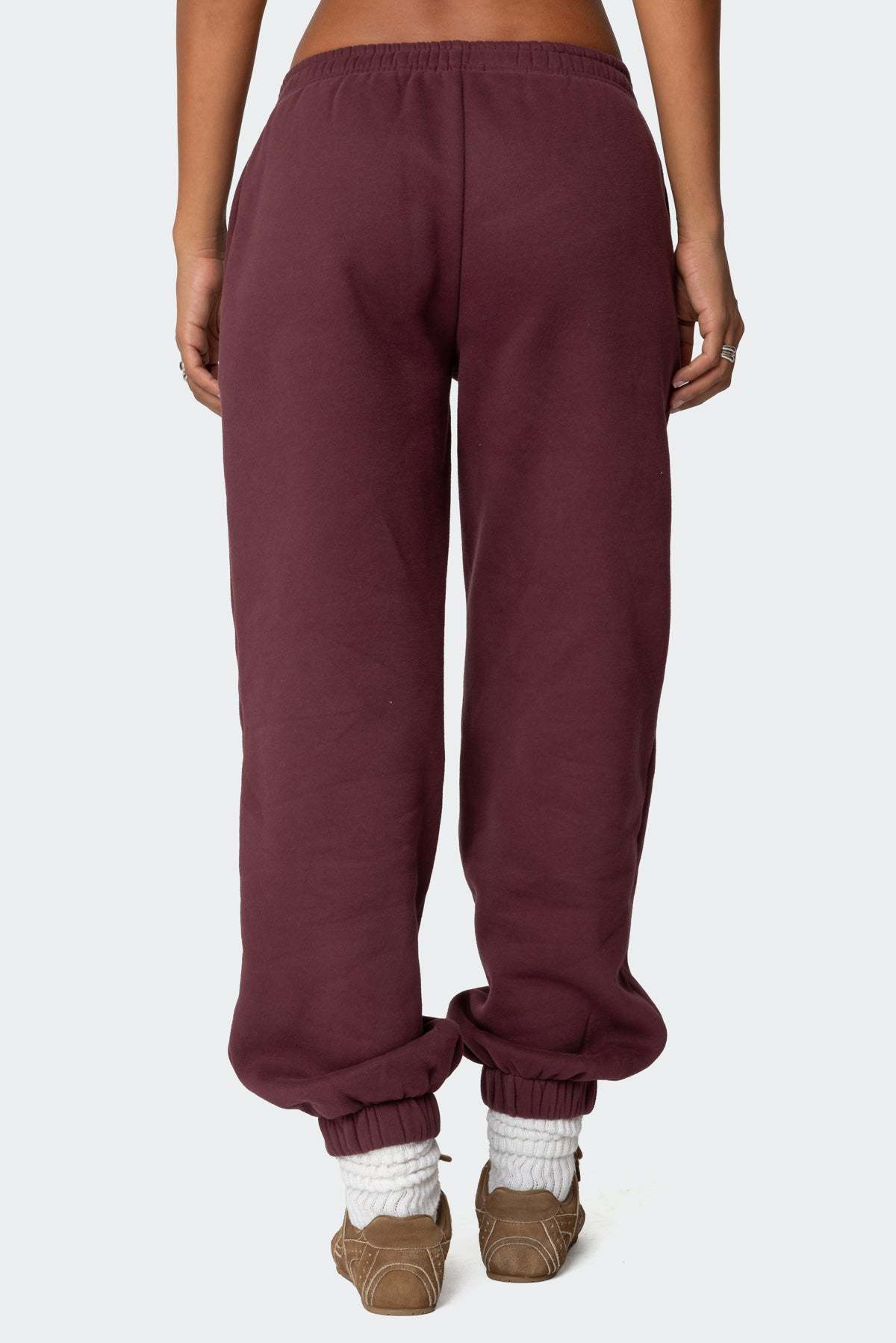 Sasha Bow Detail Sweatpants - BURGUNDY