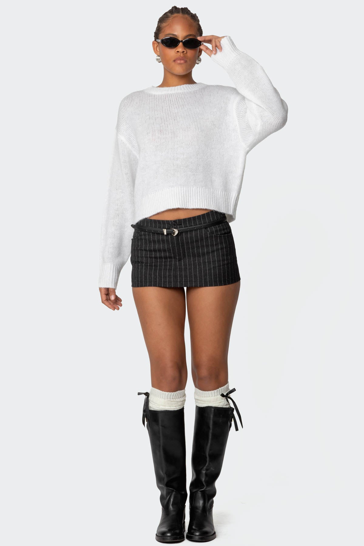 Kyrah Oversized Knit Sweater - WHITE