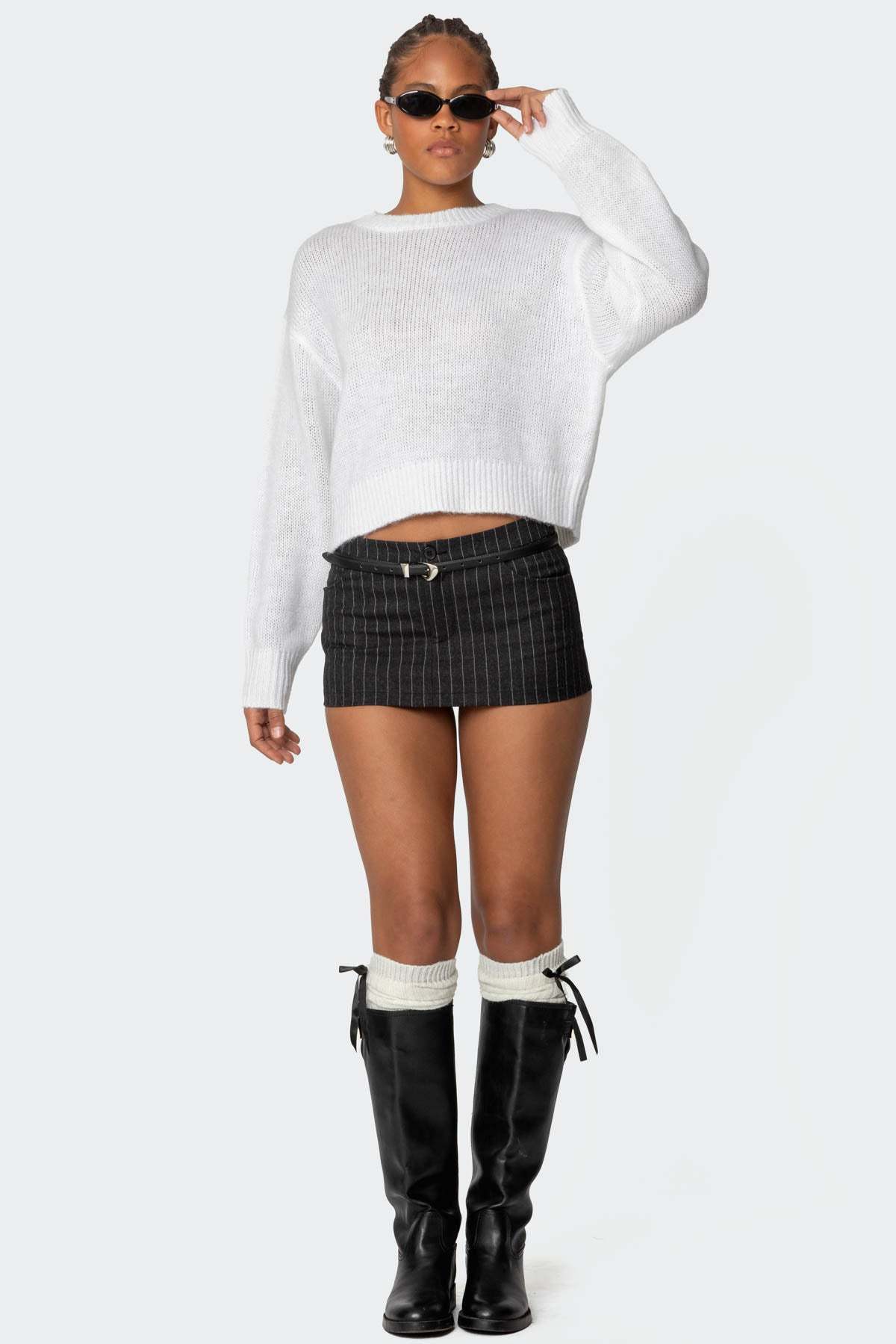 Kyrah Oversized Knit Sweater - WHITE