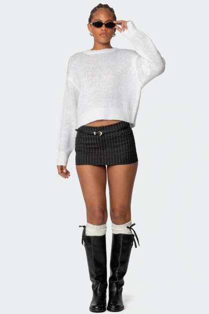 Kyrah Oversized Knit Sweater - WHITE