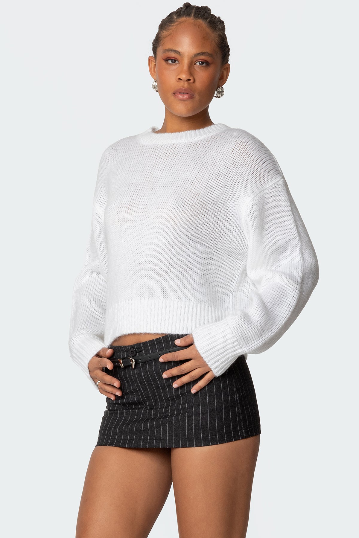Kyrah Oversized Knit Sweater - WHITE