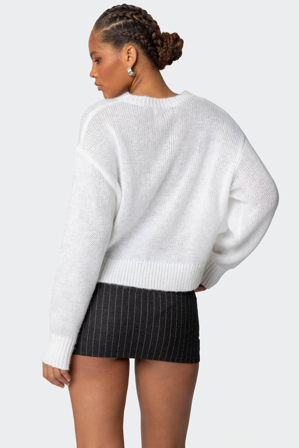 Kyrah Oversized Knit Sweater - WHITE