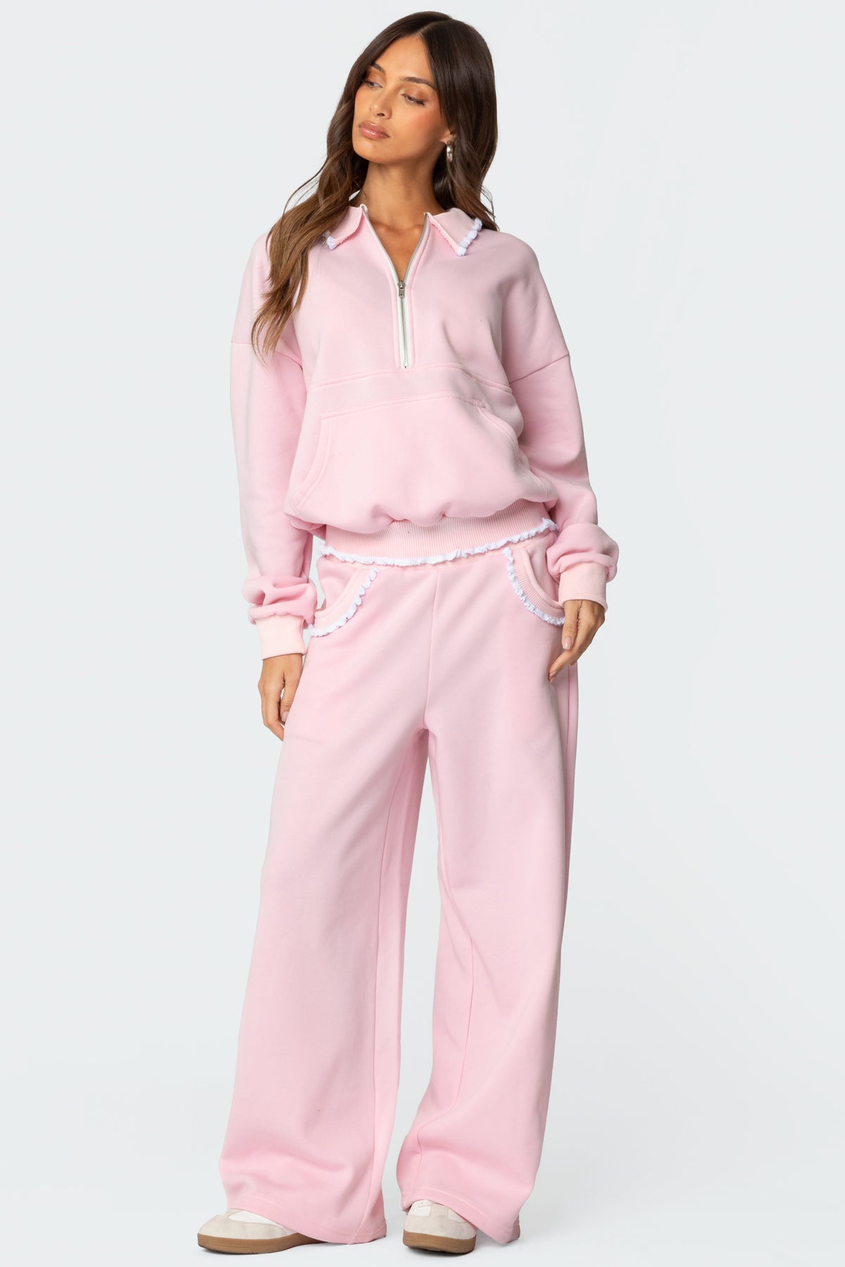 Ashtin Ruffle Trim Sweatpants - LIGHT PINK