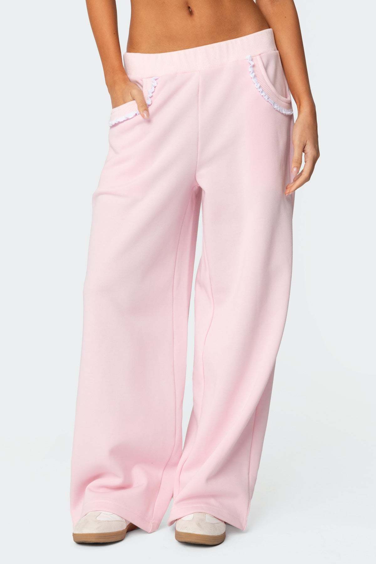 Ashtin Ruffle Trim Sweatpants - LIGHT PINK