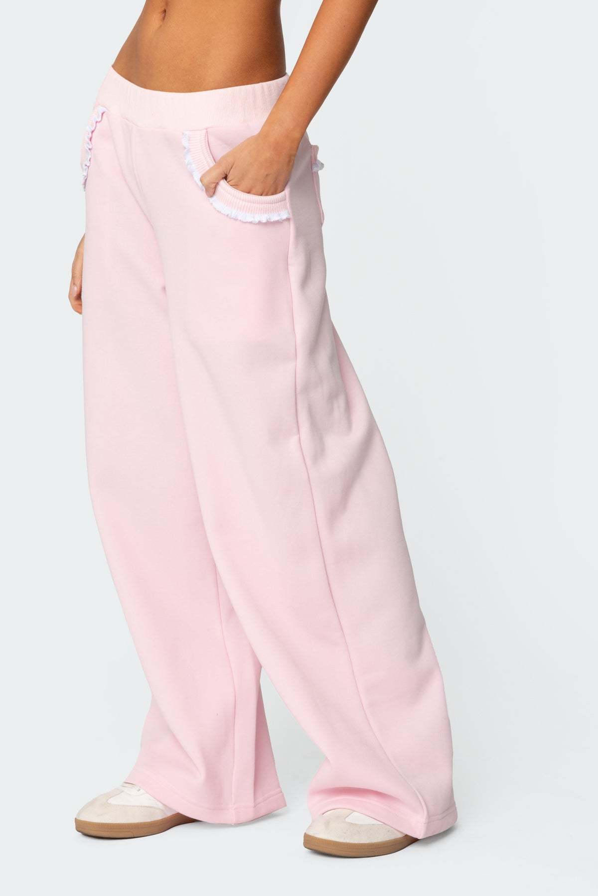Ashtin Ruffle Trim Sweatpants - LIGHT PINK