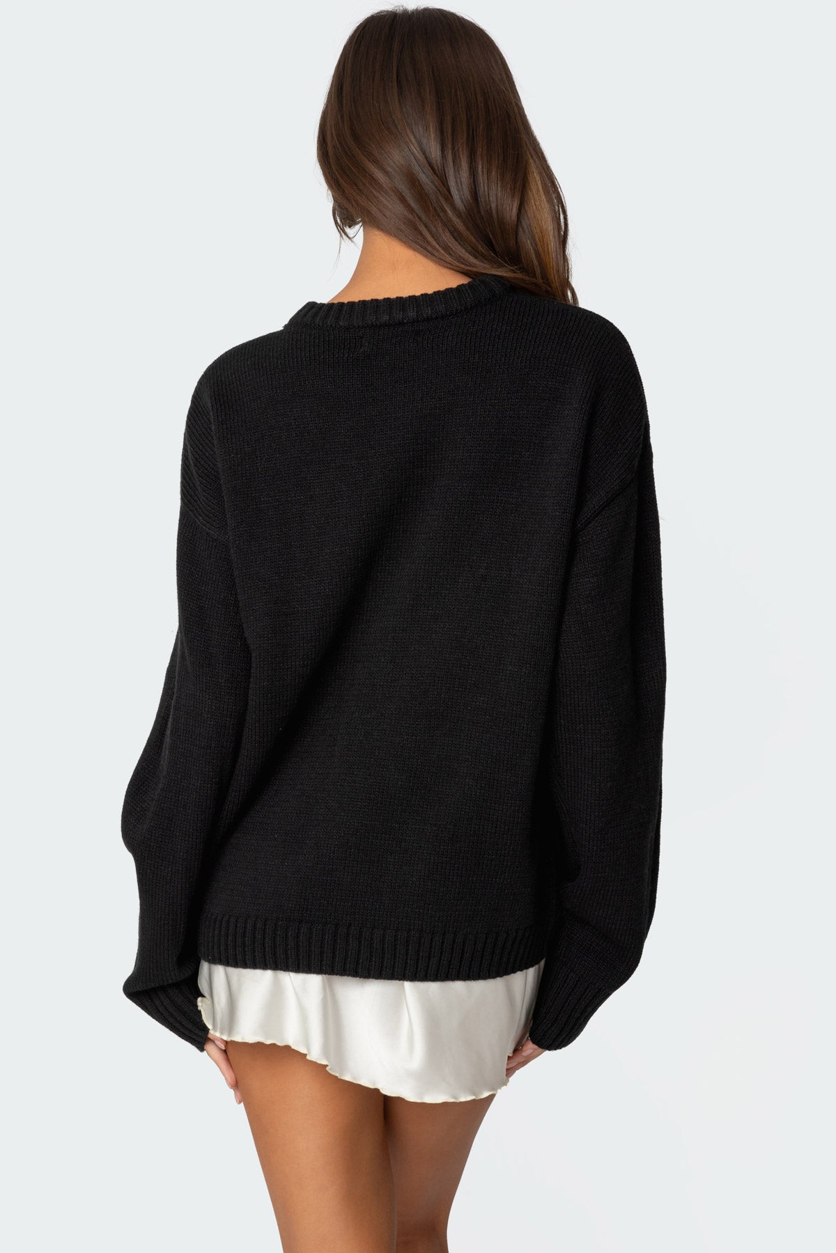 Puppy Love Embroidered Sweater - BLACK