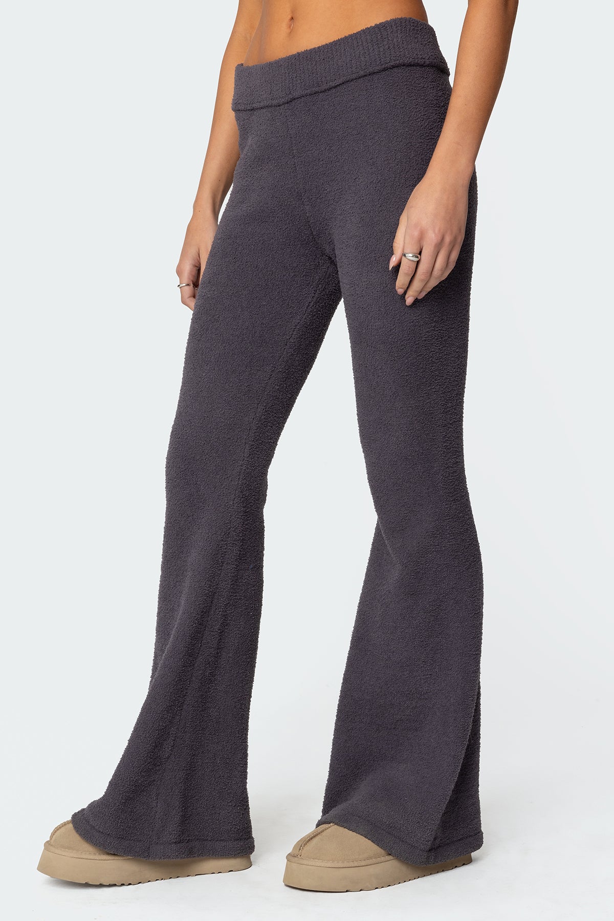 Plush Flared Pants - DARK GRAY