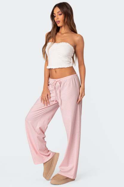 Olivia Striped Loose Fit Pants - LIGHT PINK