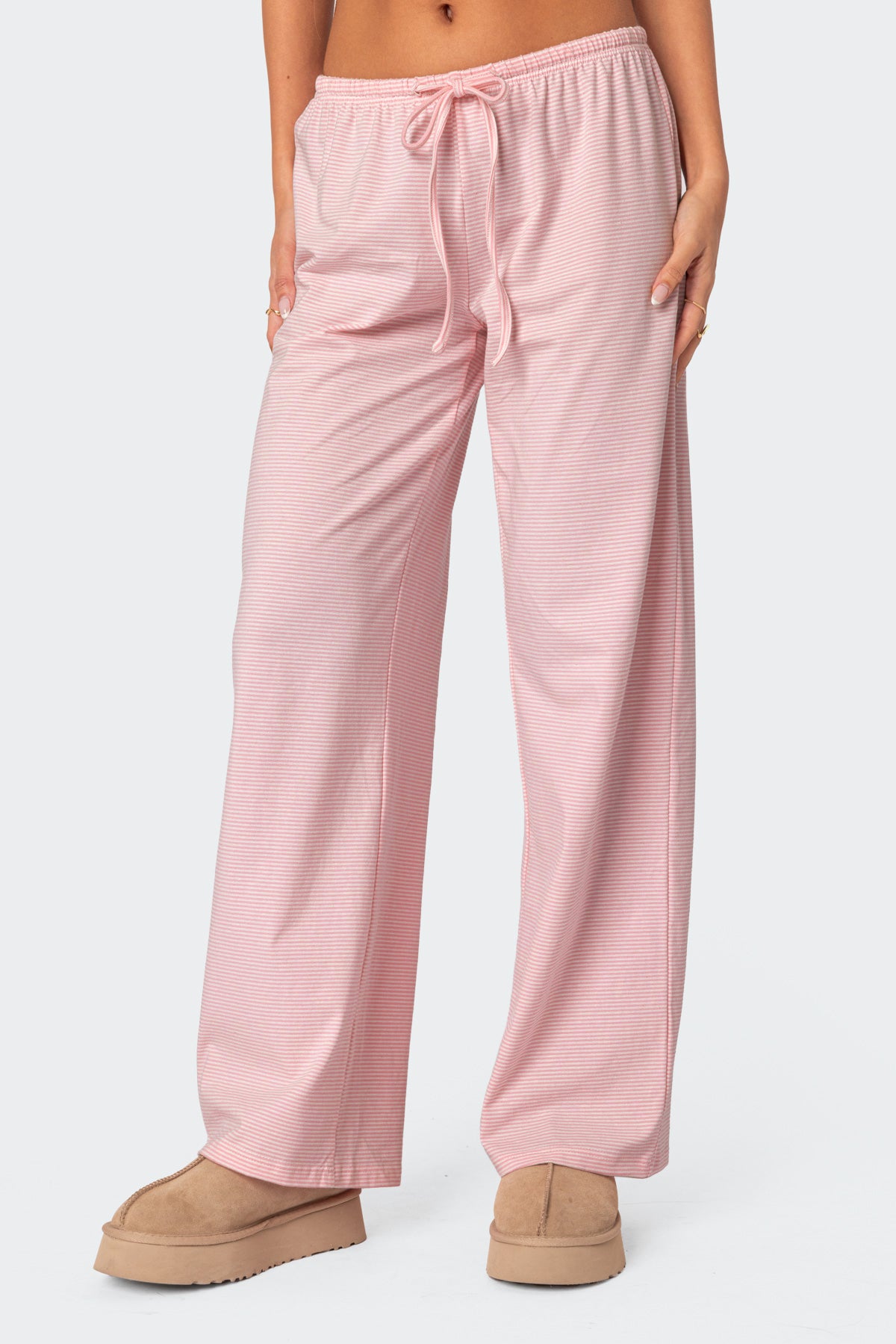 Olivia Striped Loose Fit Pants - LIGHT PINK