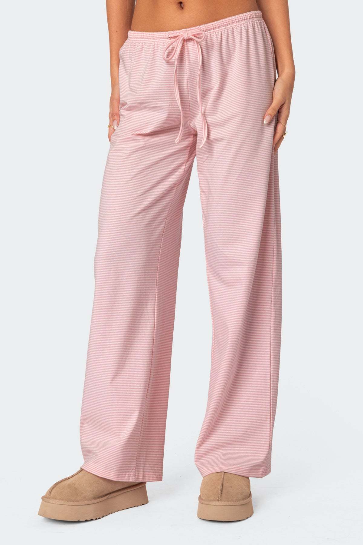 Olivia Striped Loose Fit Pants - LIGHT PINK