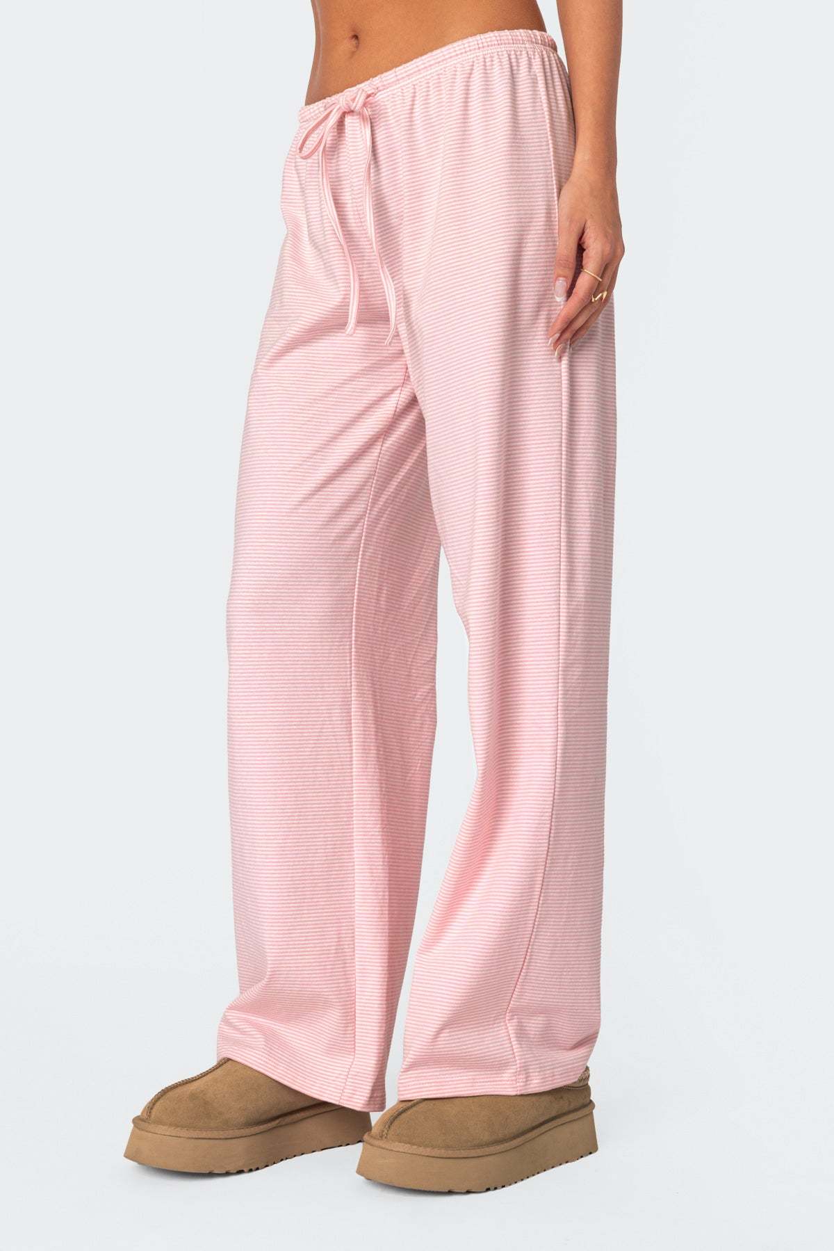Olivia Striped Loose Fit Pants - LIGHT PINK