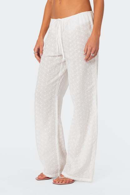 Miracle Cotton Lace Pants - WHITE