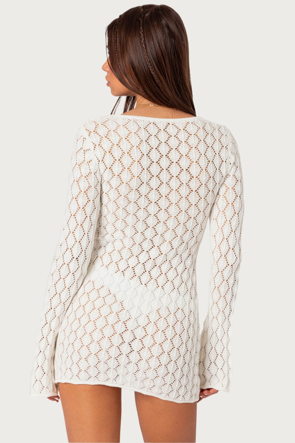 Brie Cut Out Crochet Mini Dress - CREAM