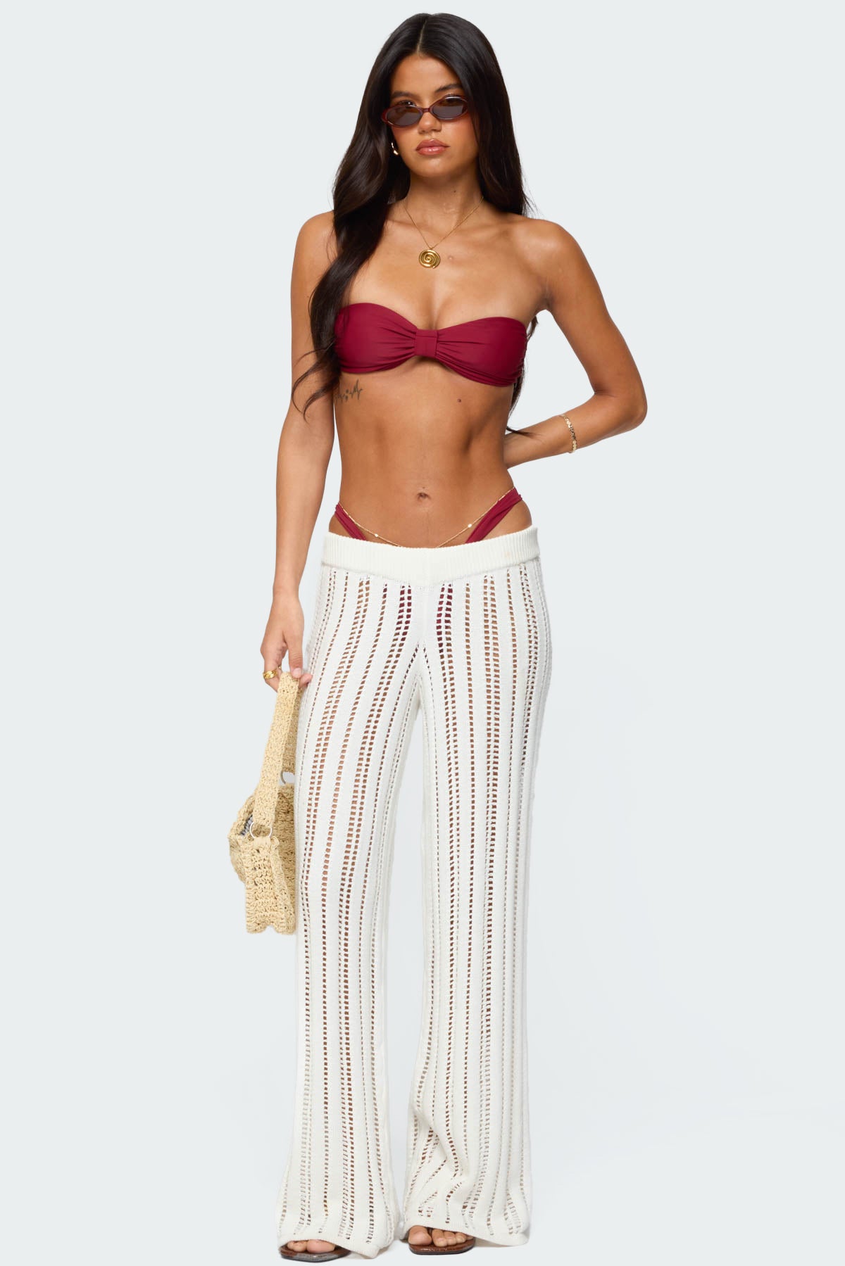 Echo Ladder Knit Pants - CREAM