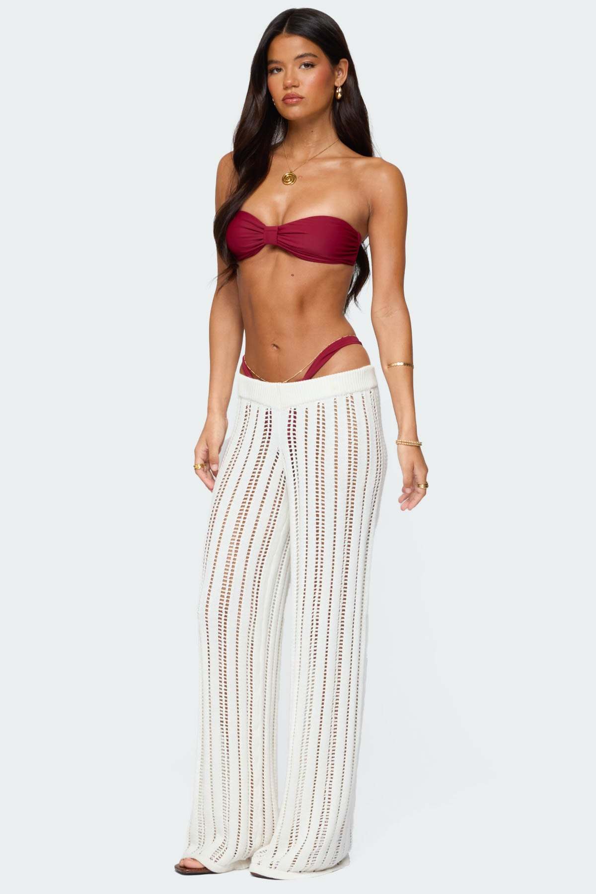 Echo Ladder Knit Pants - CREAM