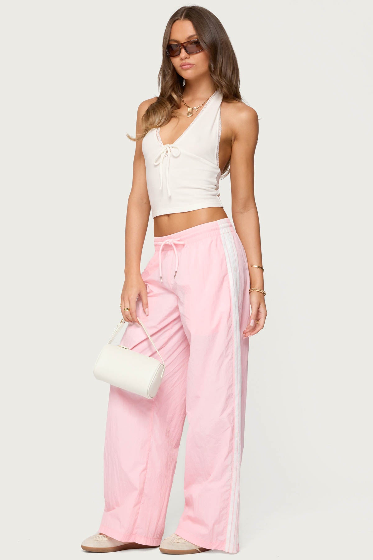 Annabella Nylon Track Pants - LIGHT PINK