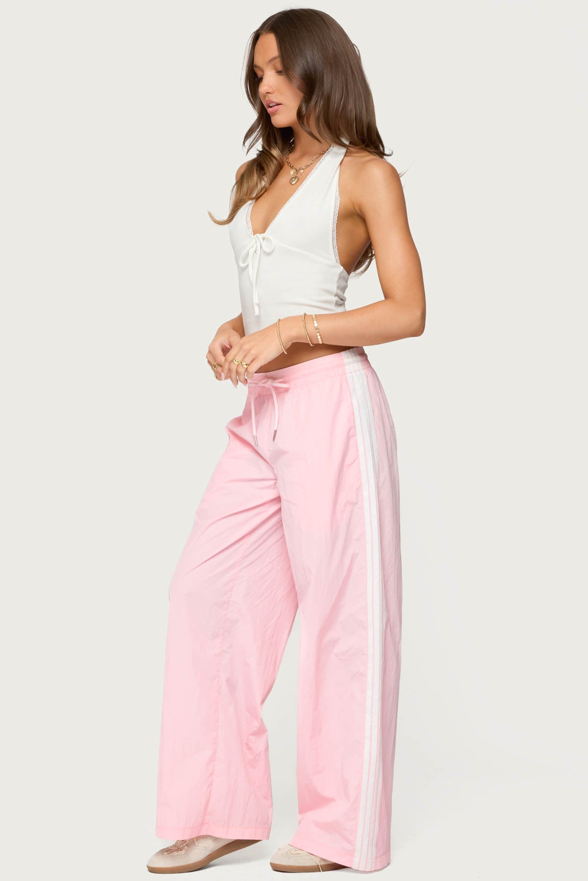 Annabella Nylon Track Pants - LIGHT PINK