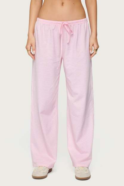 Petite Olivia Striped Loose Fit Pants - LIGHT PINK