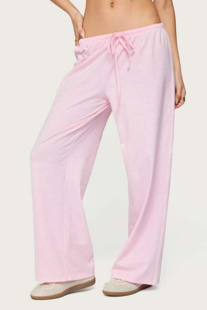Petite Olivia Striped Loose Fit Pants - LIGHT PINK