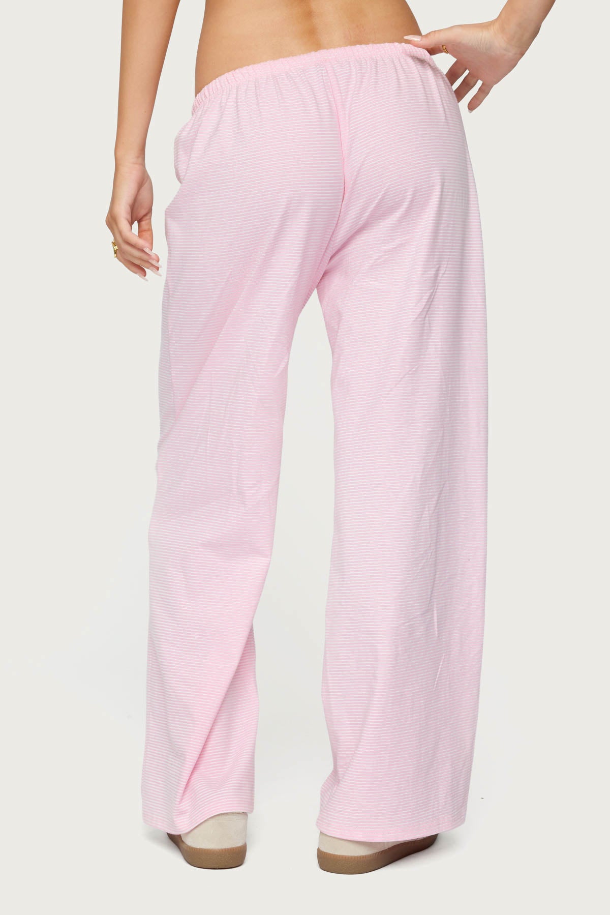 Petite Olivia Striped Loose Fit Pants - LIGHT PINK