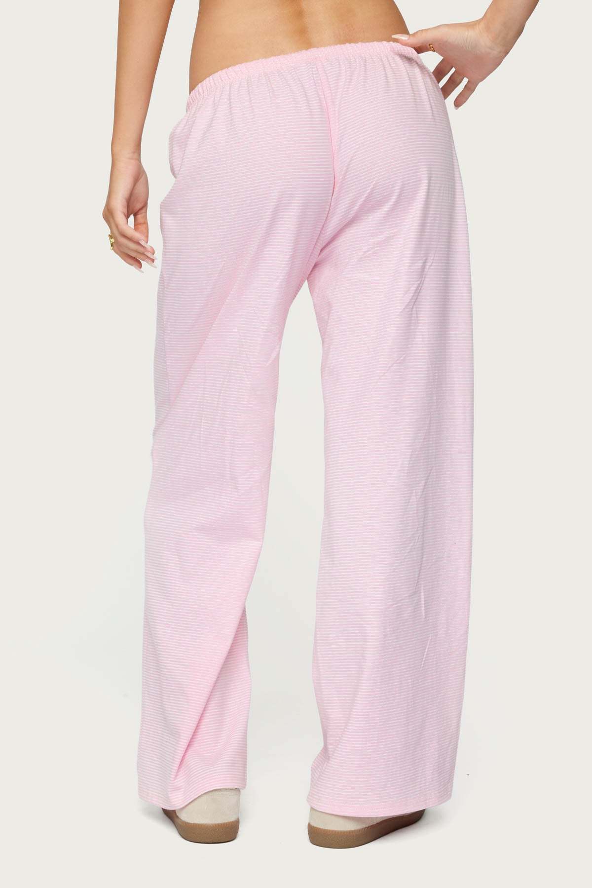Petite Olivia Striped Loose Fit Pants - LIGHT PINK