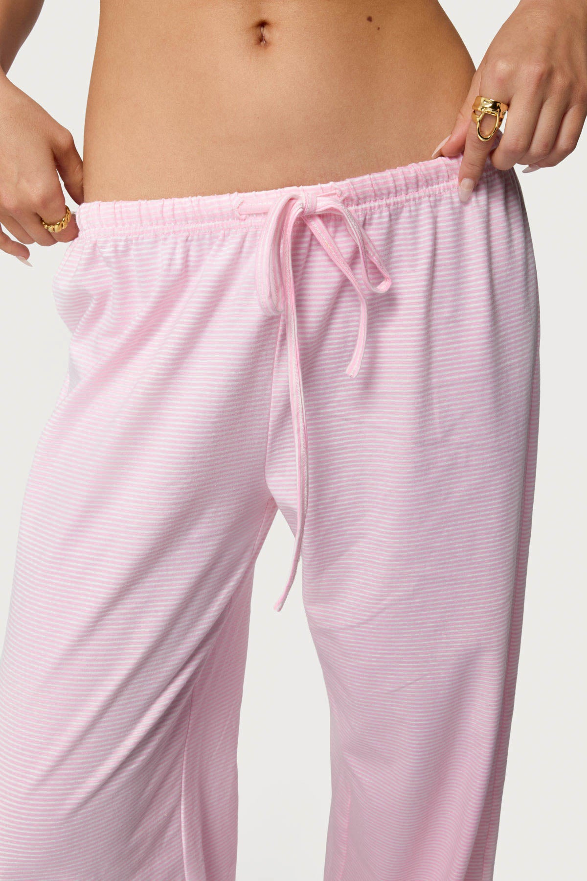 Petite Olivia Striped Loose Fit Pants - LIGHT PINK