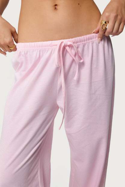 Petite Olivia Striped Loose Fit Pants - LIGHT PINK