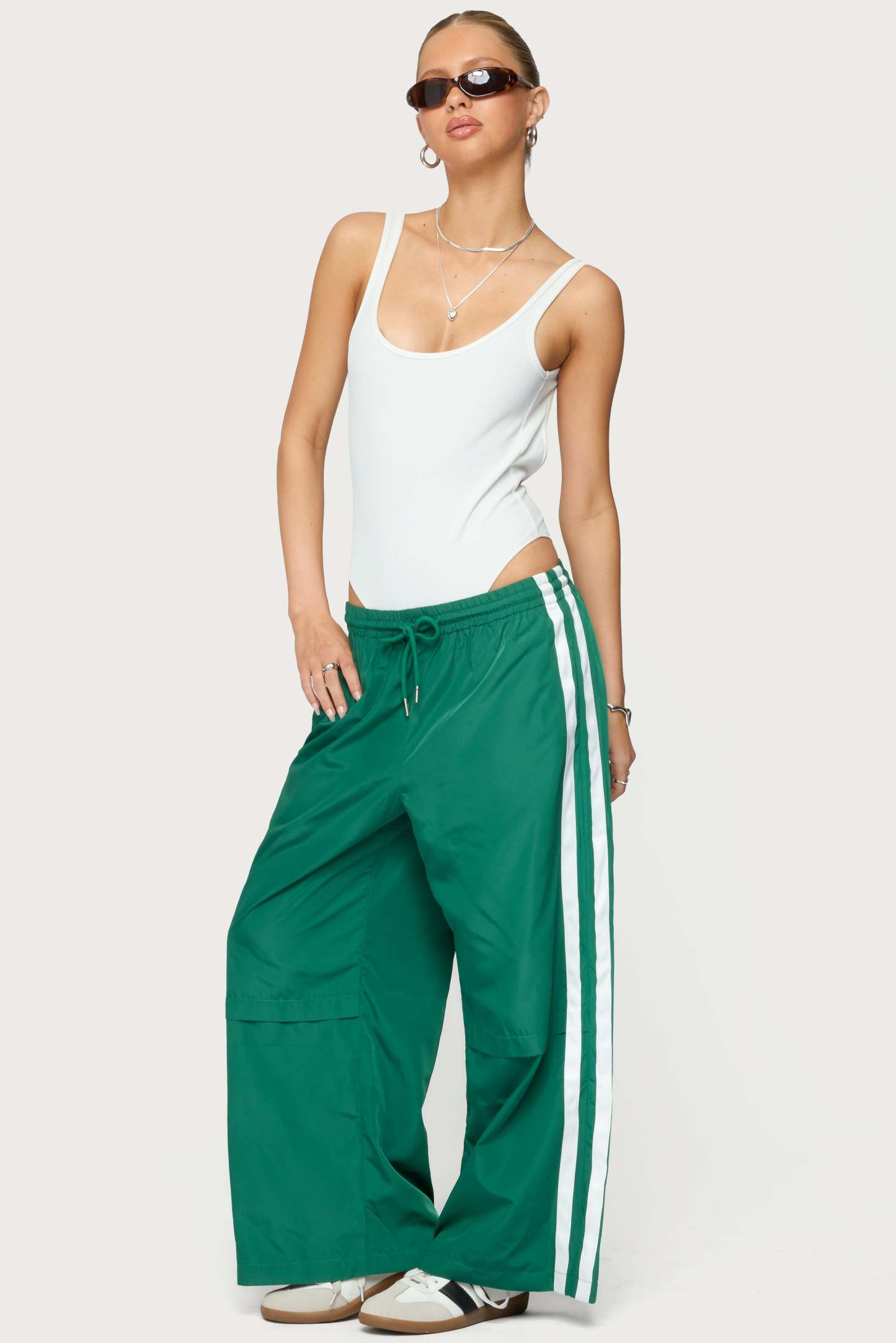 Petite Fauna Nylon Track Pants - GREEN