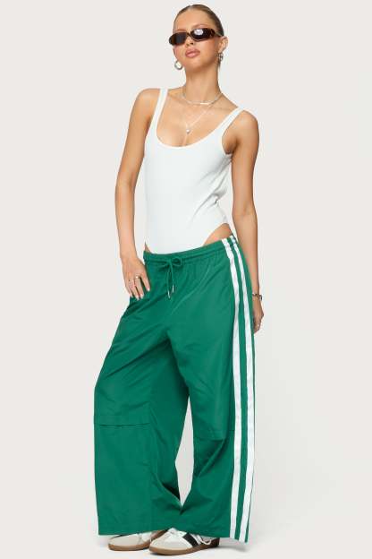 Petite Fauna Nylon Track Pants - GREEN